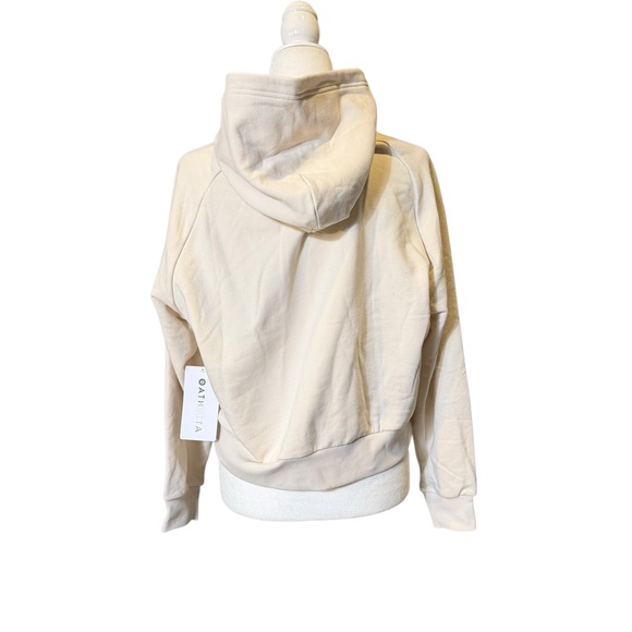 NWT Athleta Forever Fleece 1/2 Zip Hoodie in color Bone - Picture 7 of 7